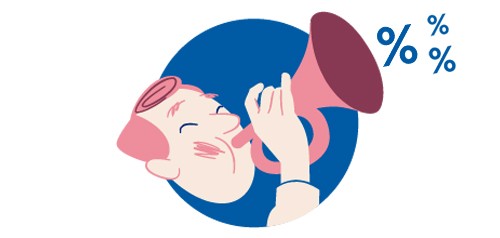 Illustrasjon med en person som blåser i en trompet