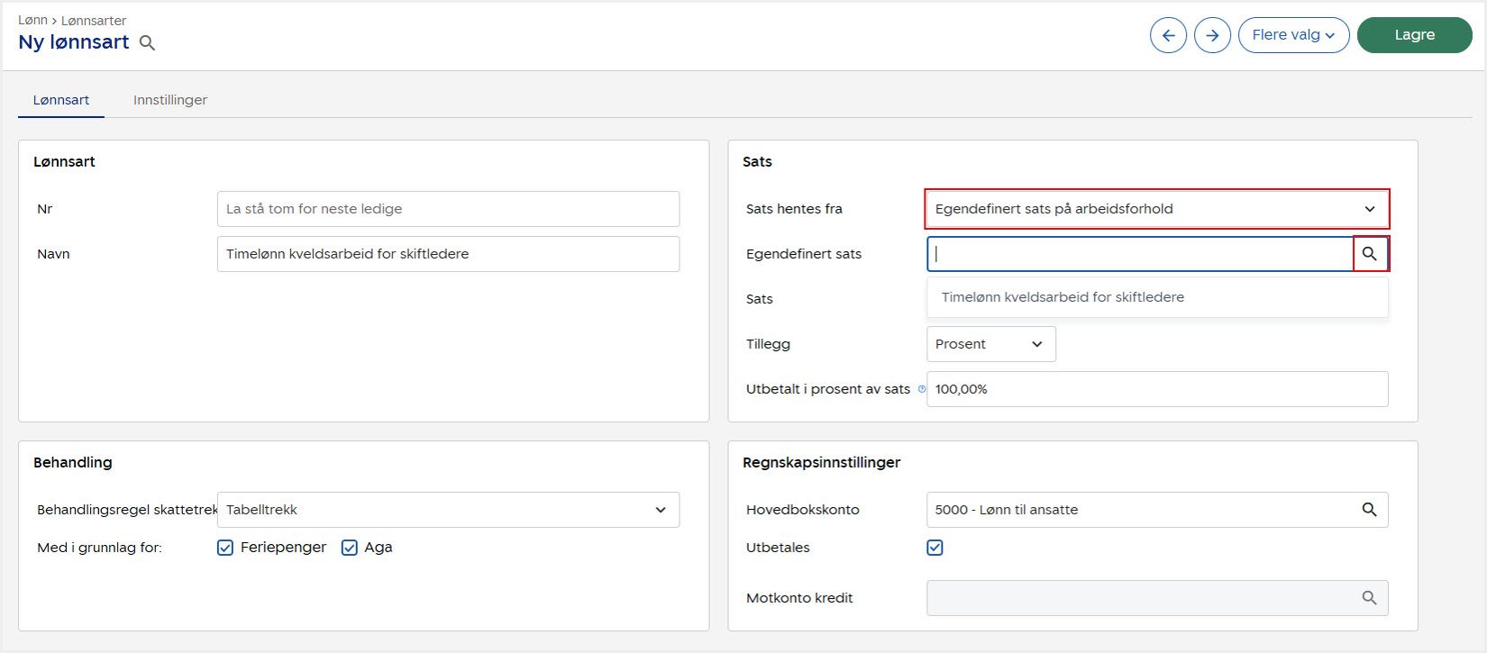 skjermbilde 6 egendefinerte lønnssatser